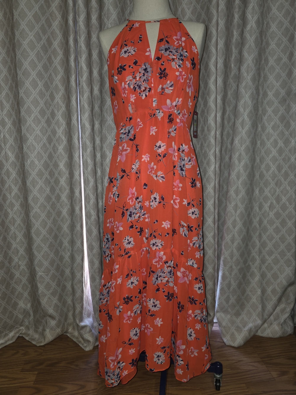 Vince Camuto Coral Floral Halter Maxi Dress